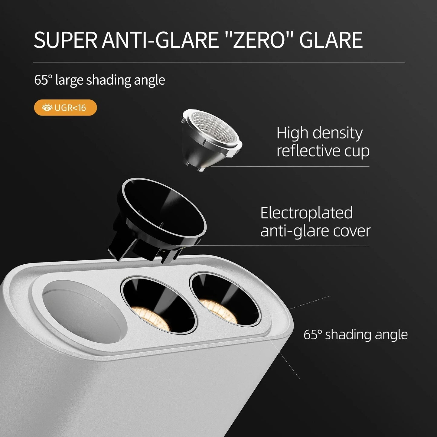 DecorBites™ كشاف سقف COB Chip بقوة 12 وات مع زاوية قابلة للتعديل للتركيب المغناطيسي