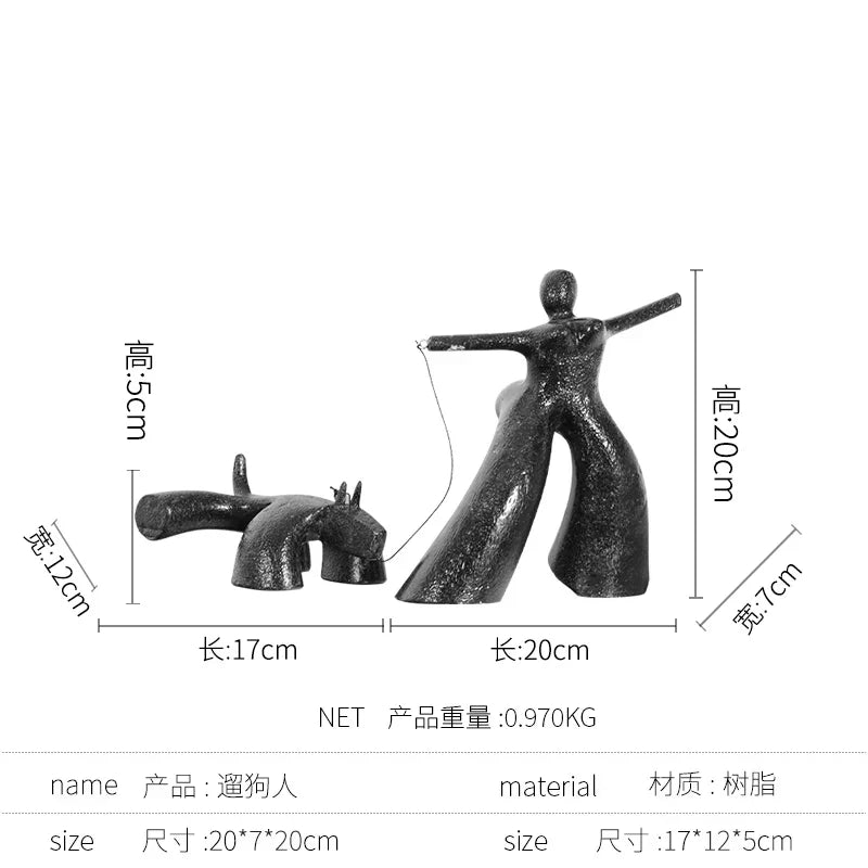 DecorBites™ Golden Ring Black and White Striped Abstract Resin Figurines Home Decor