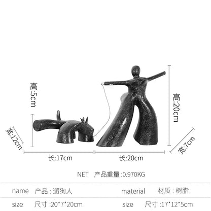 DecorBites™ Golden Ring Black and White Striped Abstract Resin Figurines Home Decor