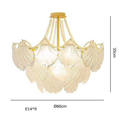 DecorBites™ Crystal Pearl Chain Chandelier: Luxe Hanging Lamp for Exquisite Home Decor