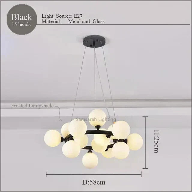 DecorBites™ LED Glass Chandelier Pendant Lamp for Living Room Dining Room Lighting