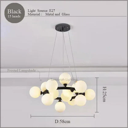 DecorBites™ LED Glass Chandelier Pendant Lamp for Living Room Dining Room Lighting