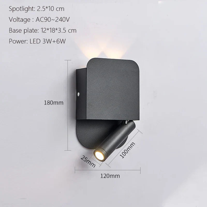 DecorBites™ LED Wall Lamp USB Charging Bedroom Hotel Bedside Reading Sconce Switch