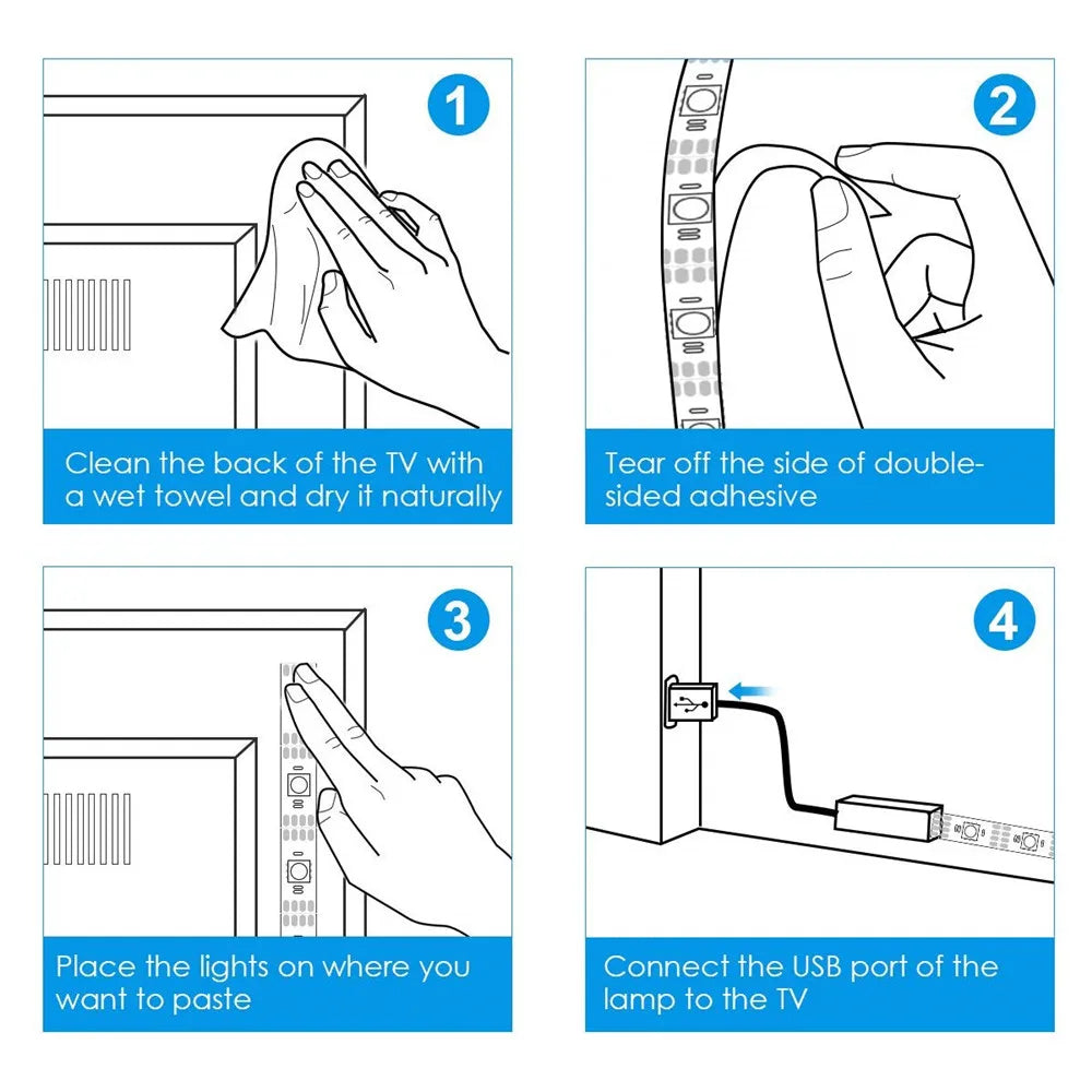 DecorBites™ Bluetooth RGB 5050 LED Strip Lights with USB Phone APP Control