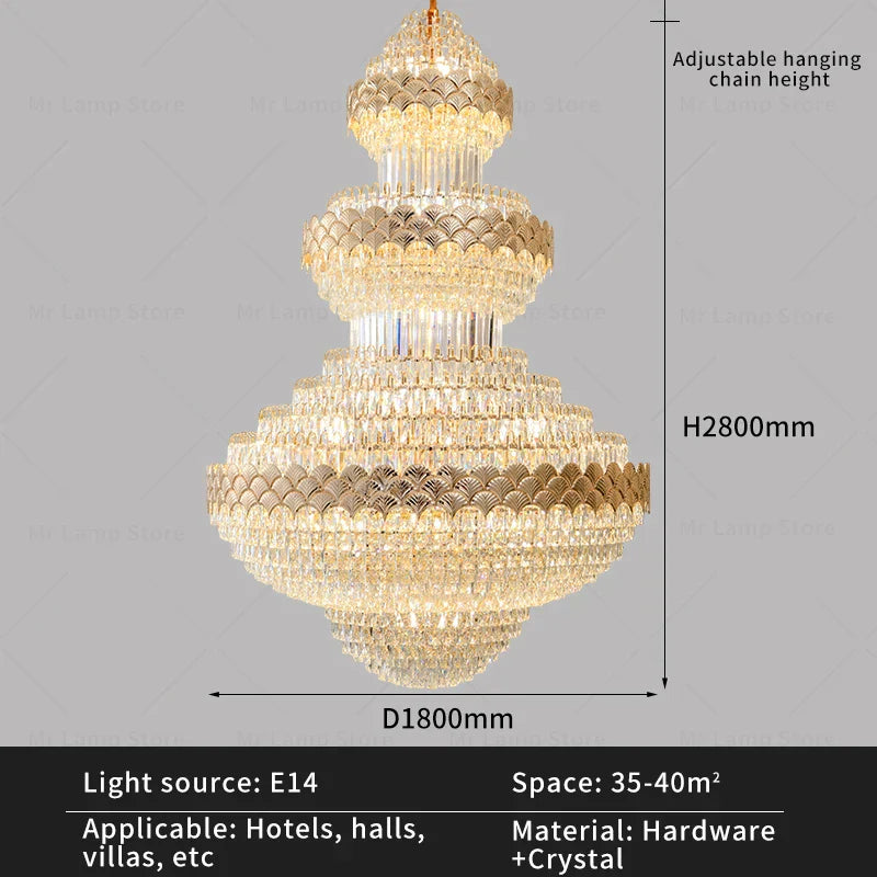 DecorBites™ Crystal Chandelier - Modern Duplex Loft Staircase Living Room Lighting