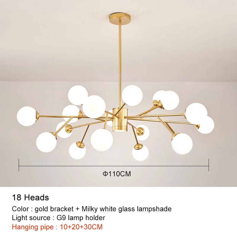 DecorBites™ Black Chandelier: Luxury Glass Pendant Light for Home, Bedroom, or Living Room