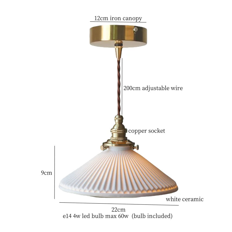 DecorBites™ Ceramic LED Pendant Light: Modern Brass Hanging Lamp for Home Decor