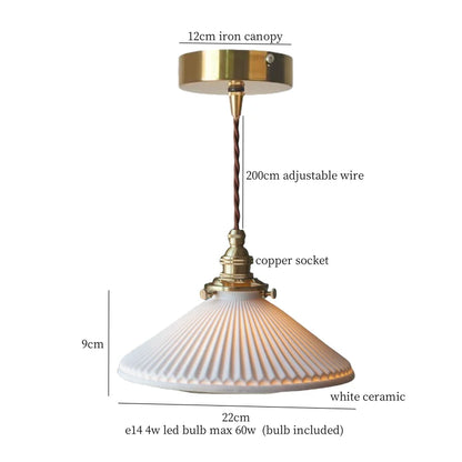 DecorBites™ Ceramic LED Pendant Light: Modern Brass Hanging Lamp for Home Decor