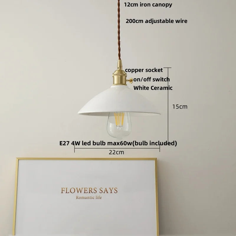 DecorBites™ Ceramic Knob Switch LED Pendant Light, Nordic Modern Hang Lamp