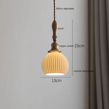 DecorBites™ Ceramic LED Pendant Light: 30CM, Home Decor, Bedroom, Living Room, Dinning, Wood & Copper Socket