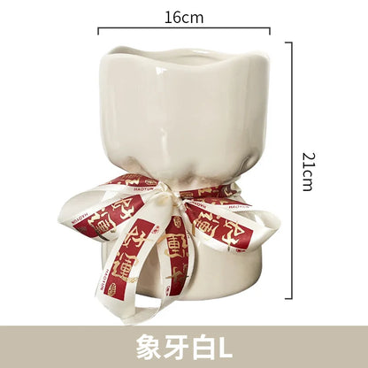 DecorBites™ Bouquet Shape Ceramic Vase Pot Home Decoration Floral Arrangement Accessories