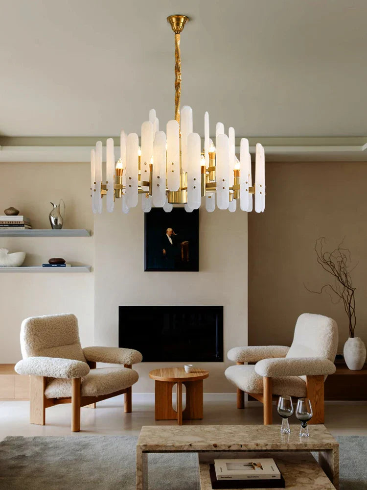 Decorbites™ Gold-Chrom-LED-Alabaster-Kronleuchter für das Esszimmer