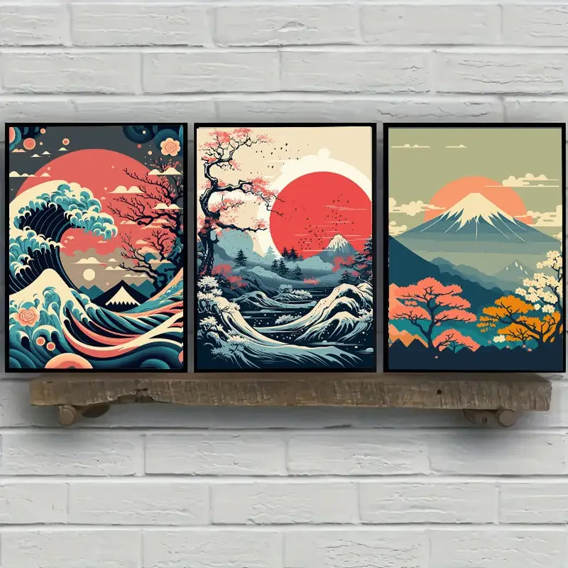 Decorbites™ Japanische Vintage-Kunst-Leinwand-Set