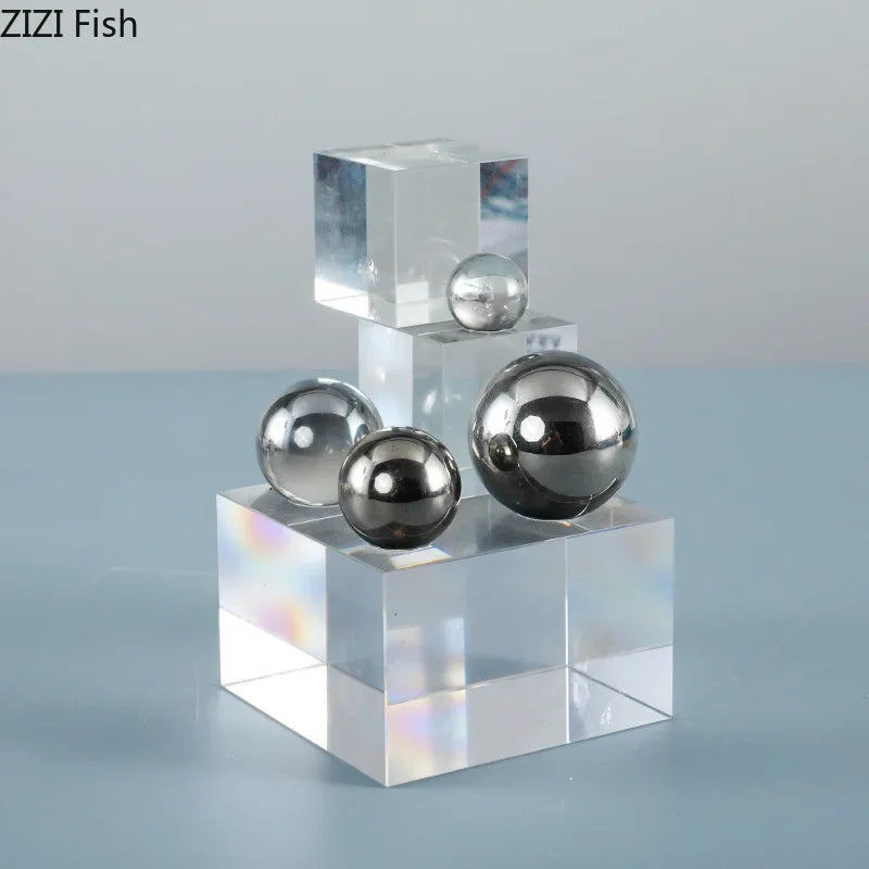 DecorBites™ Crystal Ladder Silver Ball Desk Ornament Geometric Block Room Decor