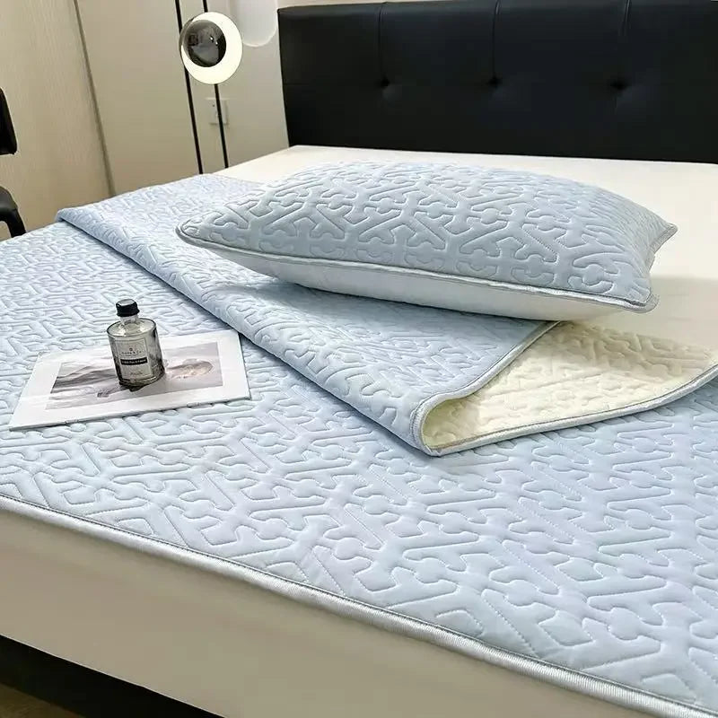 DecorBites™ Latex Cooling Mat Set: Washable, Soft, Breathable Bed Sheet - 3 Pieces