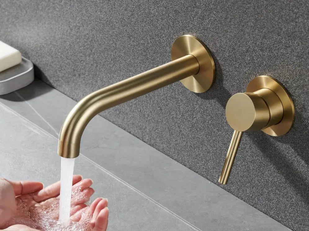 stainless steel Bathroom Faucet Mixer Sink Tap Wash Basin Matte Black gold Hot And Cold Water Wall Mount Spout Bath With Handle