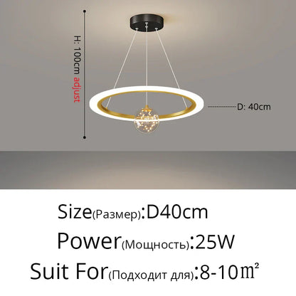 DecorBites™ Circle Ring Pendant Light Chandelier Modern Living Room Bedroom Lamps Ceiling Luminaire