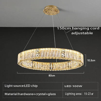 DecorBites™ Crystal Glass Chandelier: Big Round Luxury LED Ceiling Hanging Lamps for Home Decor.
