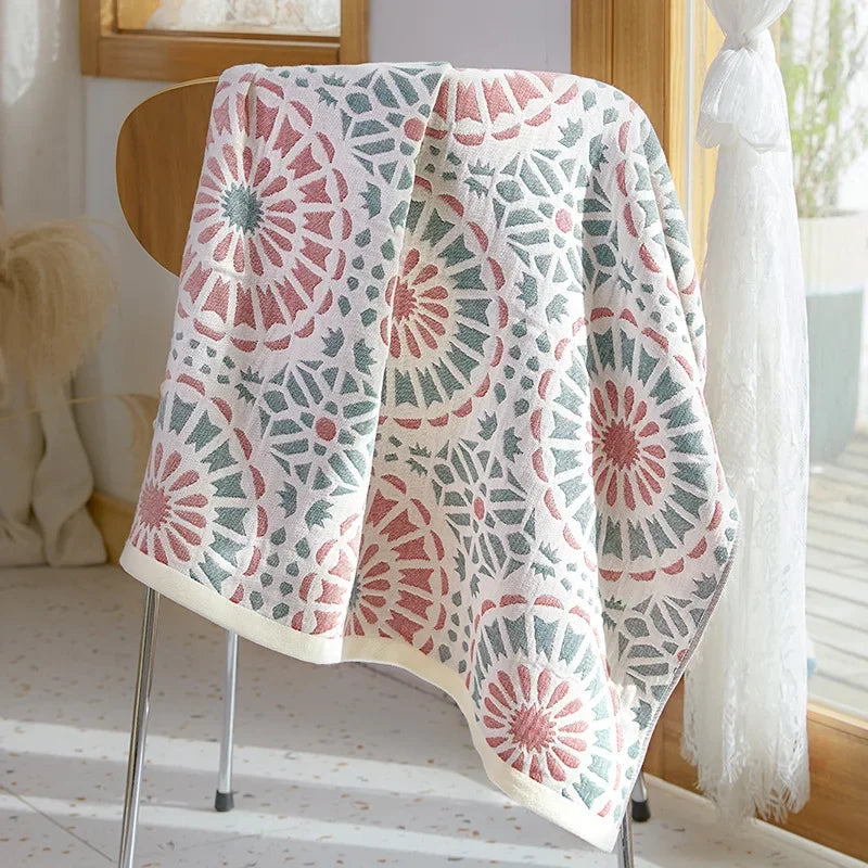 منشفة حمام ديكوربايتس™ من القطن والشاش - منشفة كرتونية كبيرة 70×140 سم