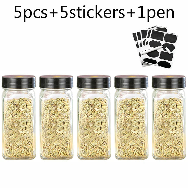 DecorBites™ Glass Seasoning Jar Set Kitchen Spice Box Canister BBQ Bottle Jar