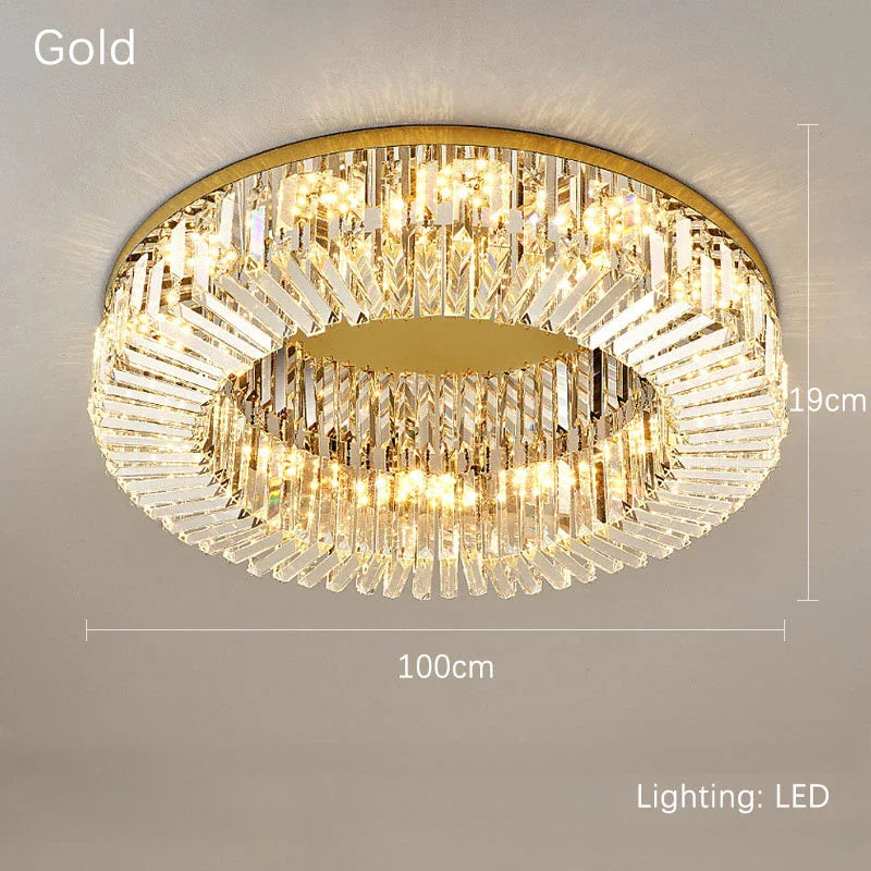 Lámpara de techo circular LED DecorBites™ Crystal Gold: Iluminación moderna y lujosa para el hogar