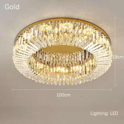 Lámpara de techo circular LED DecorBites™ Crystal Gold: Iluminación moderna y lujosa para el hogar