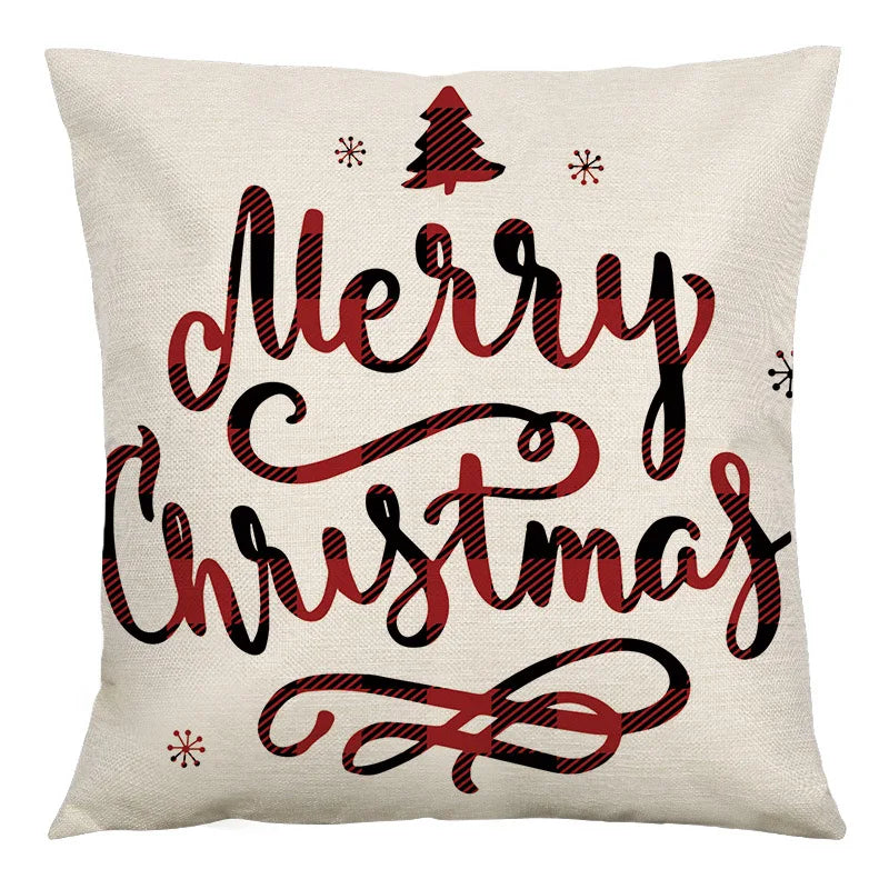 DecorBites™ Christmas Linen Cushion Cover 45x45cm Sofa Home Party Decor