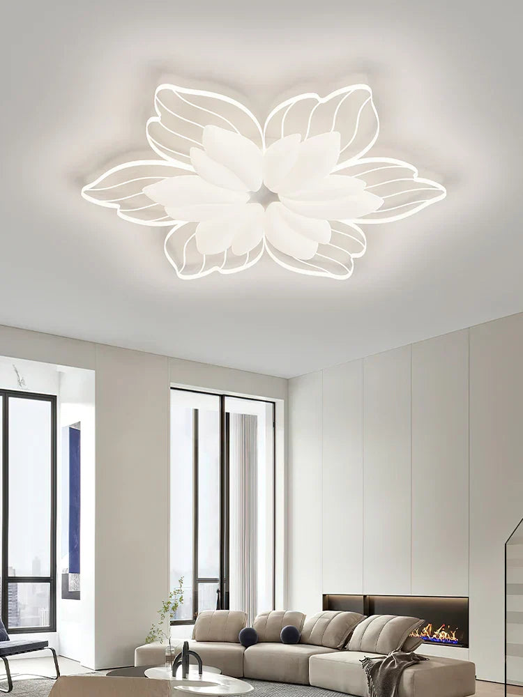 DecorBites™ LED Flower Chandelier White Ceiling Lamp for Bedroom Living Room Decor