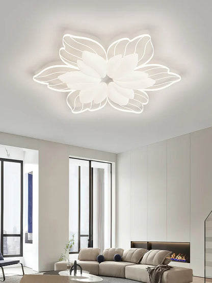 DecorBites™ LED Flower Chandelier White Ceiling Lamp for Bedroom Living Room Decor