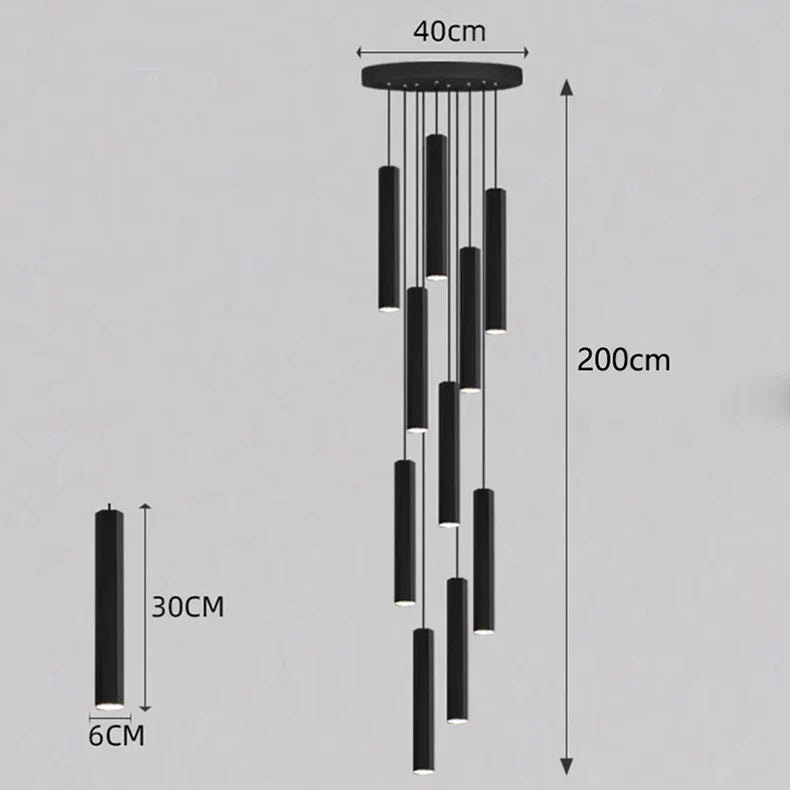 DecorBites™ Crystal Chandelier Stair Pendant Lamp Living Room Lighting