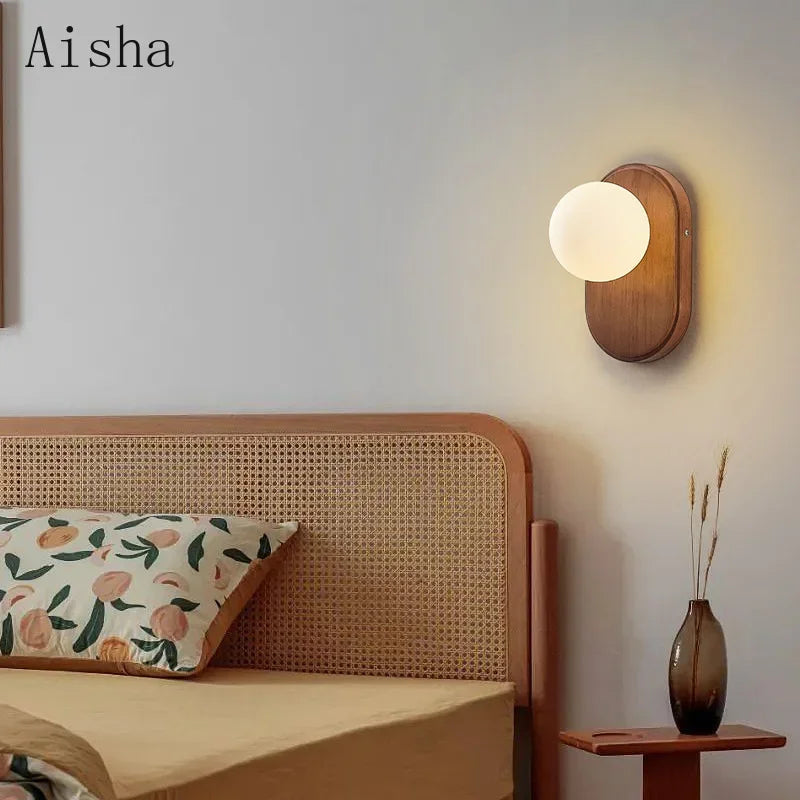 DecorBites™ Japanese Wood Wall Lamp for Bedroom Sconces, Silent Wind Retro Light