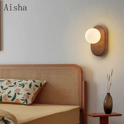 DecorBites™ Japanese Wood Wall Lamp for Bedroom Sconces, Silent Wind Retro Light