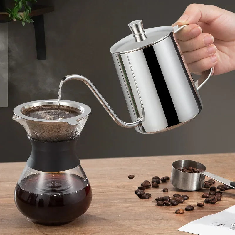 Cafetera de vidrio DecorBites™ con jarra y colador de acero inoxidable