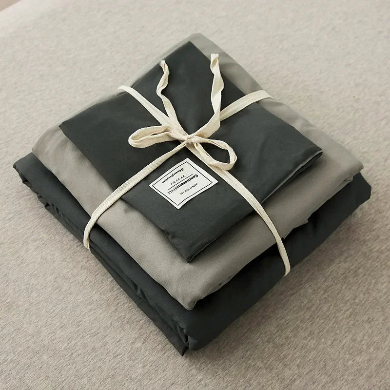 DecorBites™ Japanese Grid Print Bed Set in Washed Cotton for Summer Comfort