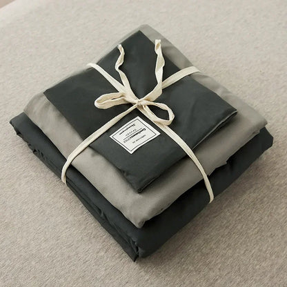 DecorBites™ Japanese Grid Print Bed Set in Washed Cotton for Summer Comfort