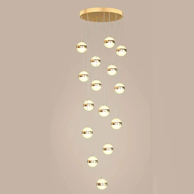 DecorBites™ Gold Acrylic Chandelier - Modern Staircase LED Lighting