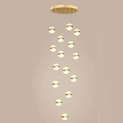 DecorBites™ Gold Acrylic Chandelier - Modern Staircase LED Lighting