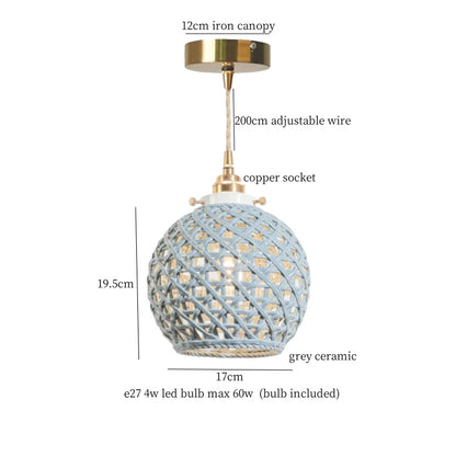 Lámpara colgante LED de cerámica DecorBites™ de estilo minimalista francés para decoración del hogar