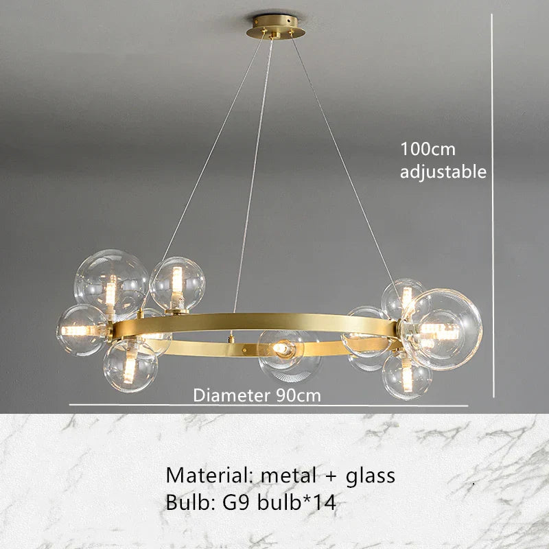 DecorBites™ Bubble Ball LED Pendant Light Fixture for Hall, Dining Room, Bedroom - Height Adjustable