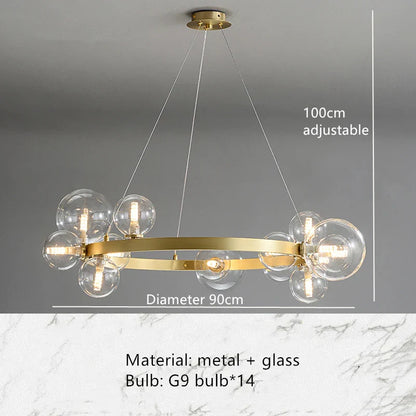 DecorBites™ Bubble Ball LED Pendant Light Fixture for Hall, Dining Room, Bedroom - Height Adjustable
