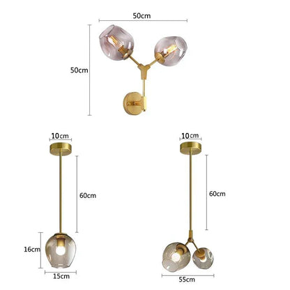 مصابيح الحائط الزجاجية باللون الأسود الذهبي من DecorBites™ لإضاءة ديكور المنزل العصري