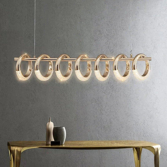 DecorBites™ Gold Acrylic Circle Ring LED Pendant Chandelier