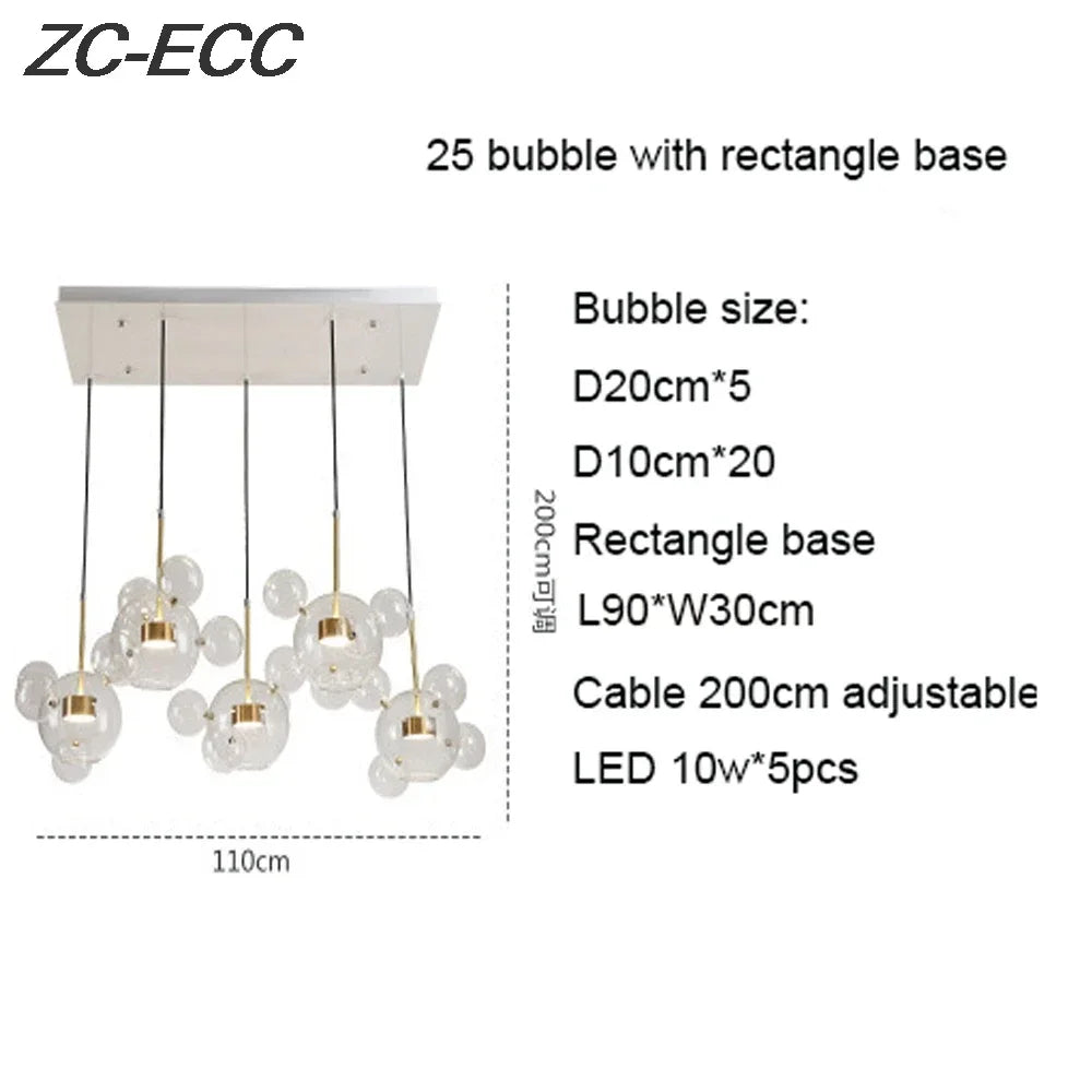 DecorBites™ Glass Bubble LED Chandelier: Stylish Ceiling Lighting for Dining & Living Room