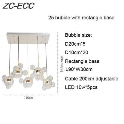 DecorBites™ Glass Bubble LED Chandelier: Stylish Ceiling Lighting for Dining & Living Room
