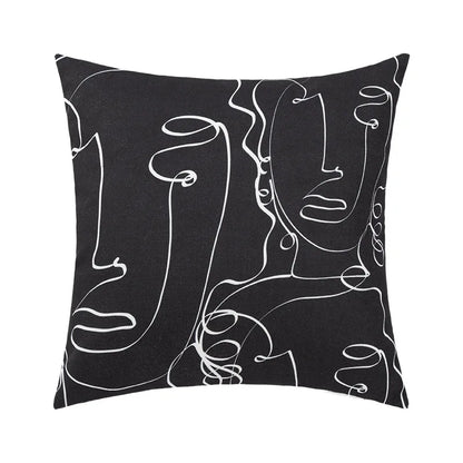 غطاء وسادة من الكتان القطني بطبعة هندسية تجريدية من DecorBites™، غطاء وسادة مزخرف على الطراز الاسكندنافي