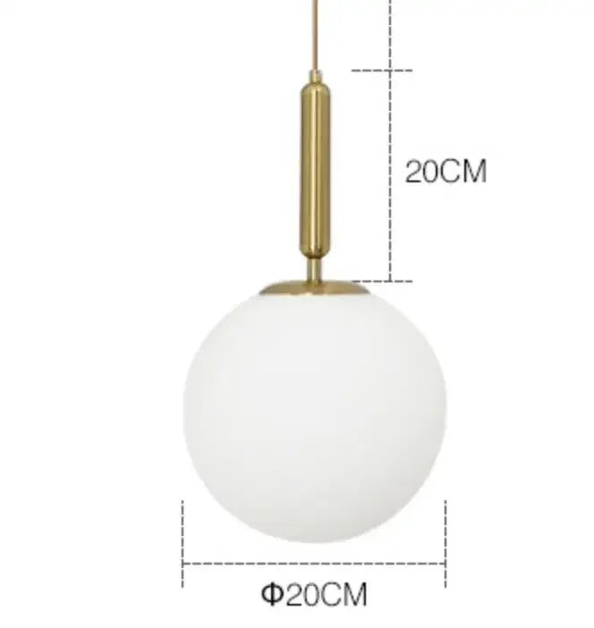 DecorBites™ Gold Ring Glass Ball Pendant Light Fixture for Bedroom Living Room.