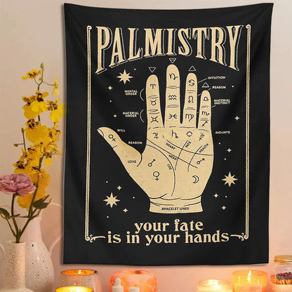 Decobites Palmistry Tapestry Wall Hanging: Retro Witchcraft Bohemian Art for Home Decor