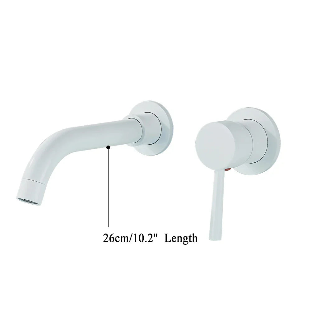 DecorBites™ Gold Brass Bathroom Faucet with Modern Lever Handle, Wall Mount Sink Tap