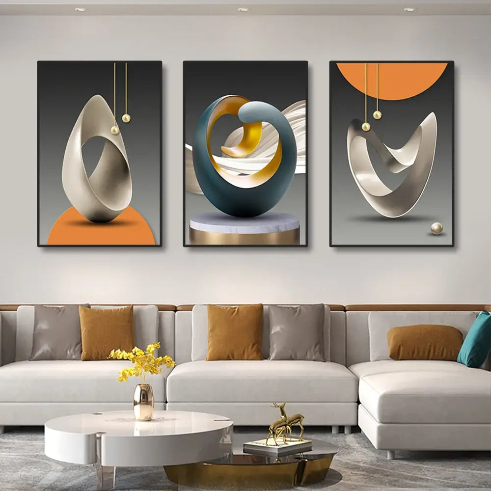 DecorBites™ Luxury Geometric Canvas Prints Set
