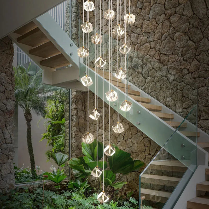 DecorBites™ Crystal LED Chandelier for Staircase: Luxury Indoor Stair Lighting Fixture